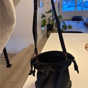 Madewell Black Leather Drawstring Shoulder Bag
